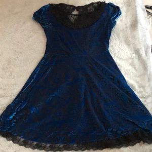 Steampunk, dark blue and black dress